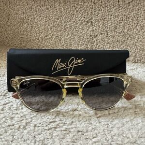 Maui Jim HieHie Clear Frame Sunglasses Polarized Lenses Made in Italy